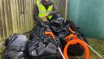 Parish councillor Matt Nightingale picks up litter
